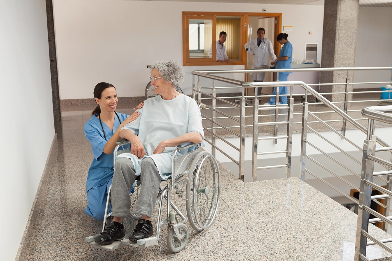 nurse-old-lady-on-wheelchair